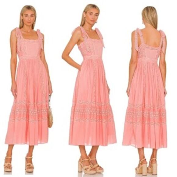 NWT LoveShackFancy 8 Ayala Dress in Peach Blossom - Picture 3 of 9